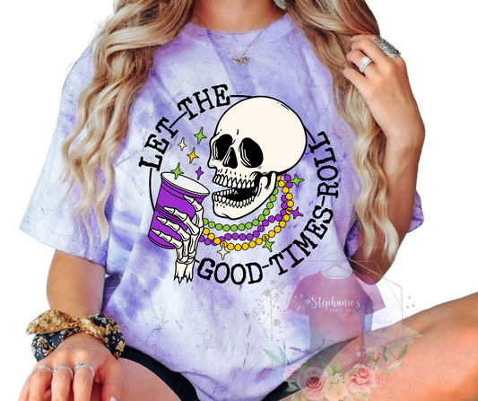 Let The Good Times Roll Skull Purple Color Blast