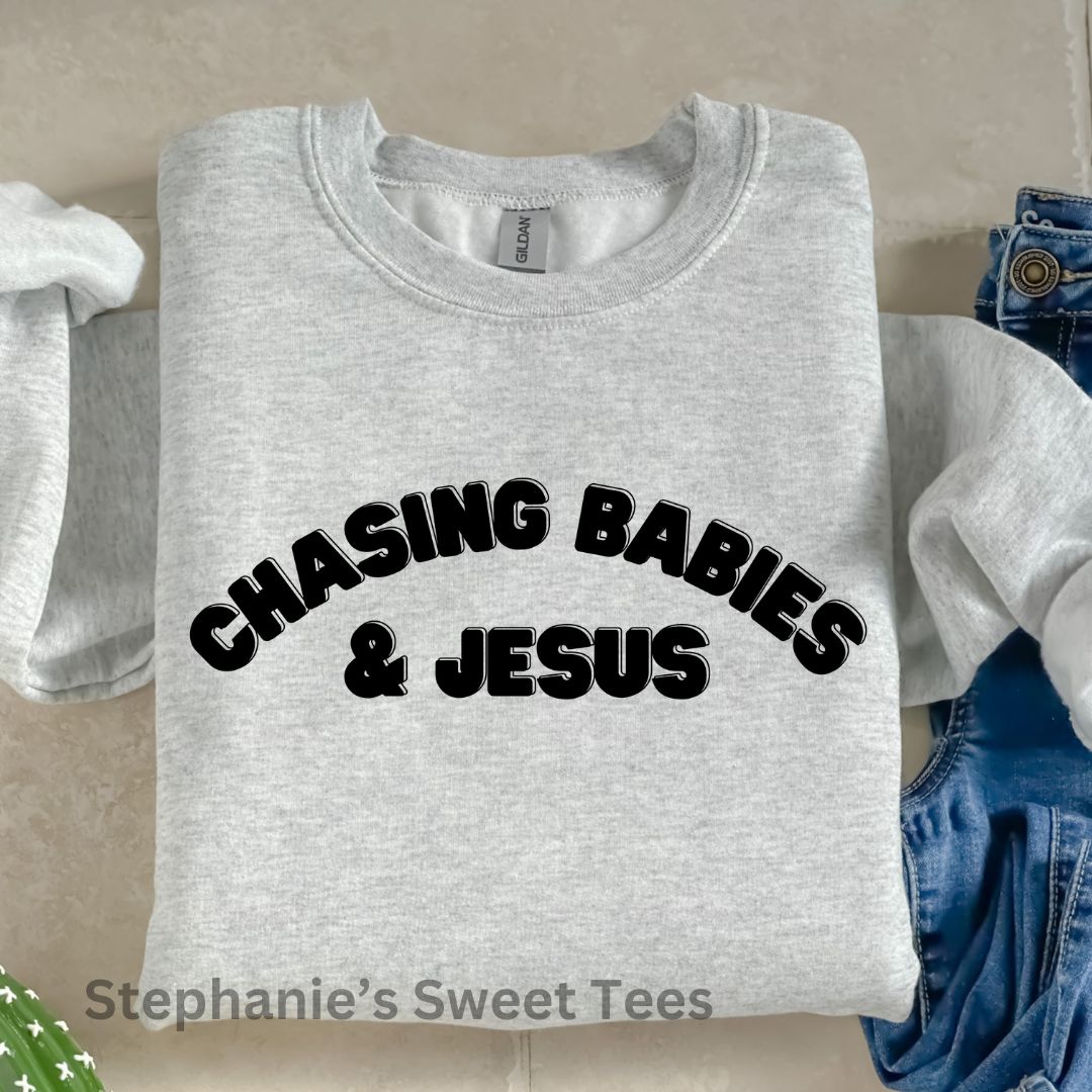 Chasing Babies And Jesus Gildan Sweatshirt