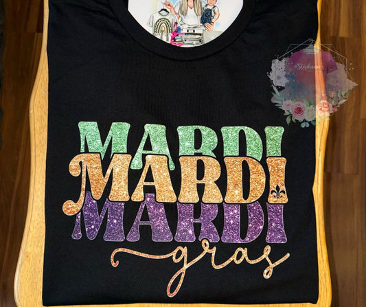 Sparkle Letters Mardi Gras Tee